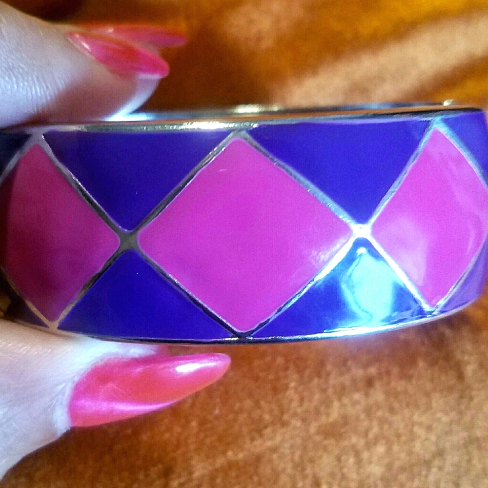 Purple & Pink Diamond Designed Hinged Bangle
